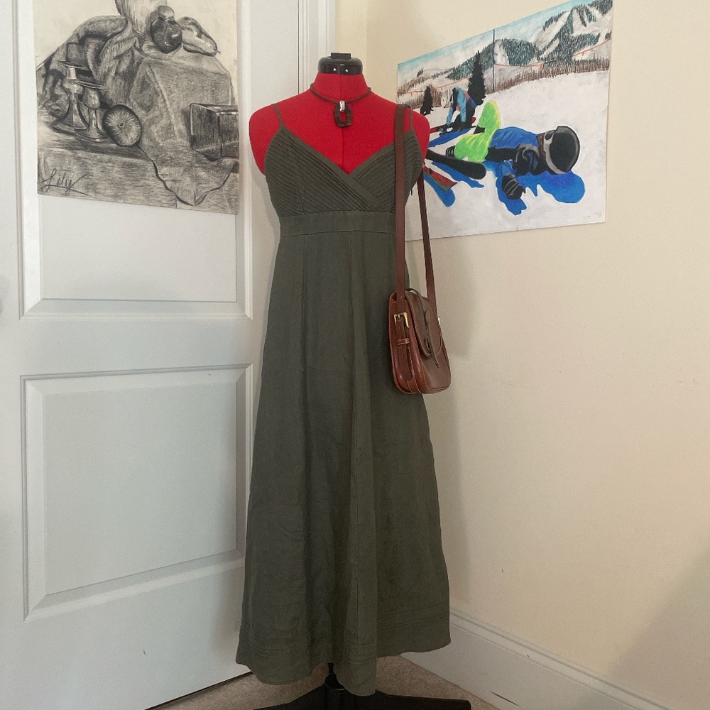 Green linen maxi dress